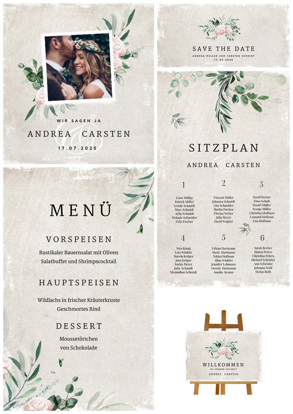 Hochzeitspapeterie für die Vintage Hochzeit